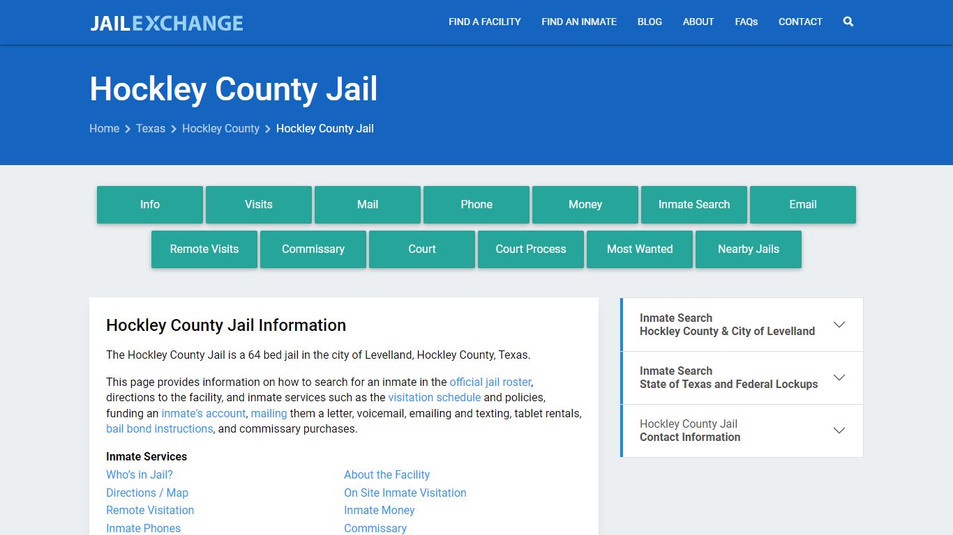 Hockley County Jail, TX Inmate Search, Information